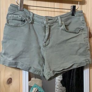 Green jean shorts